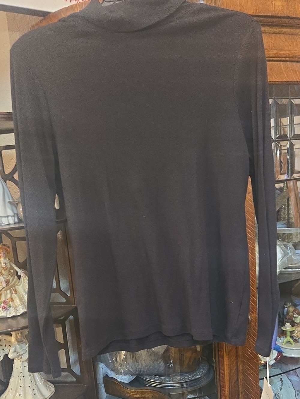 Women's Black Long Sleeve Turtleneck Top